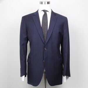 Brooks Brothers Men's Suit‎ Jacket Blazer 46R Made Italy Navy Striped E091453
